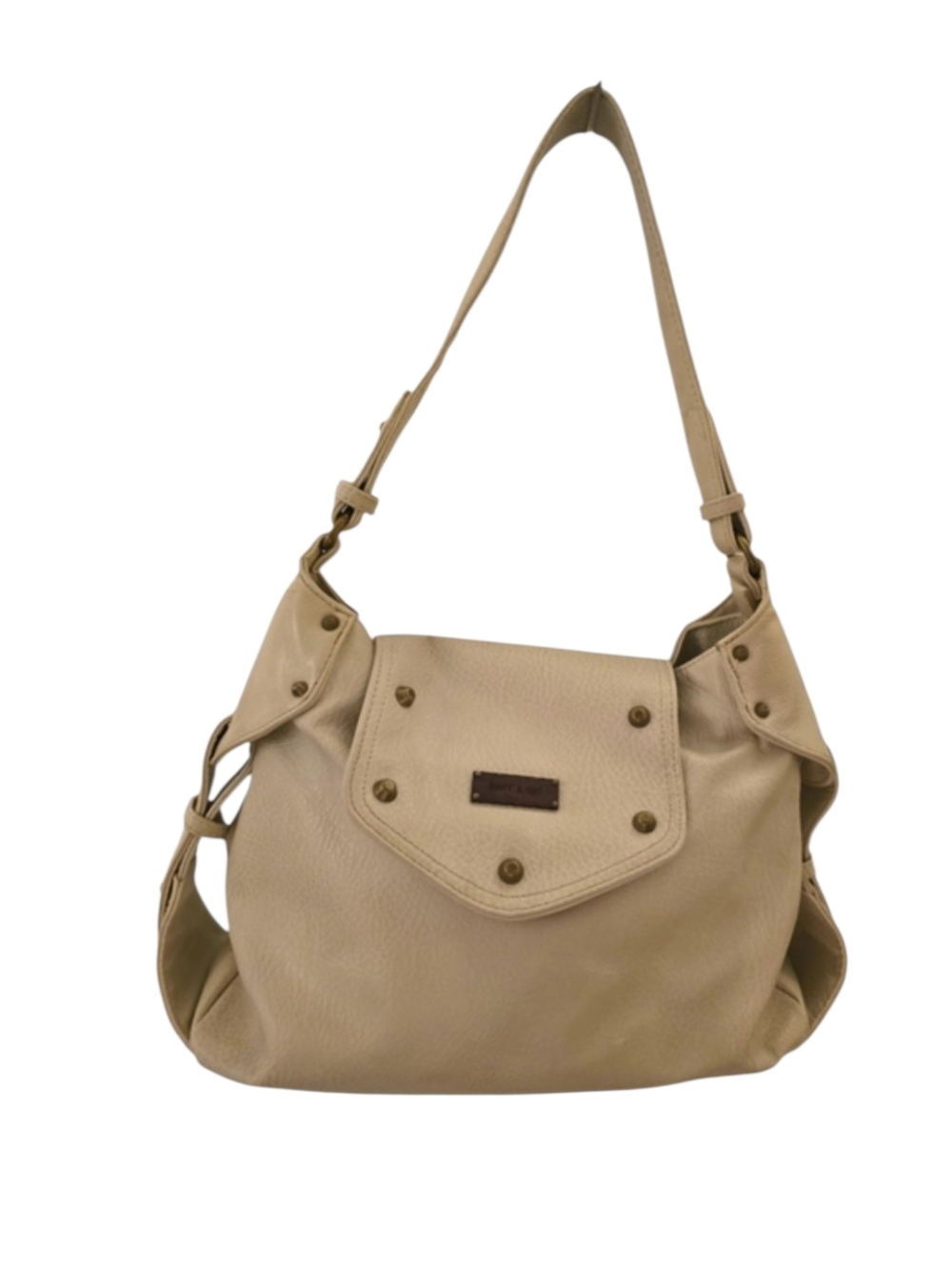Matt & Nat Ivory Pebbled Vegan Leather Bronze Hardware Hobo Shoulder Bag